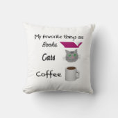 My favorite things Books, Cats, Coffee クッション (正面)