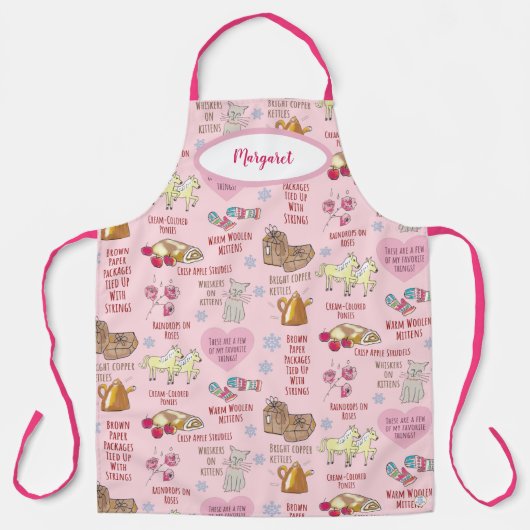 My Favorite Things Cute Retro Girly Pastel Pink エプロン (正面)