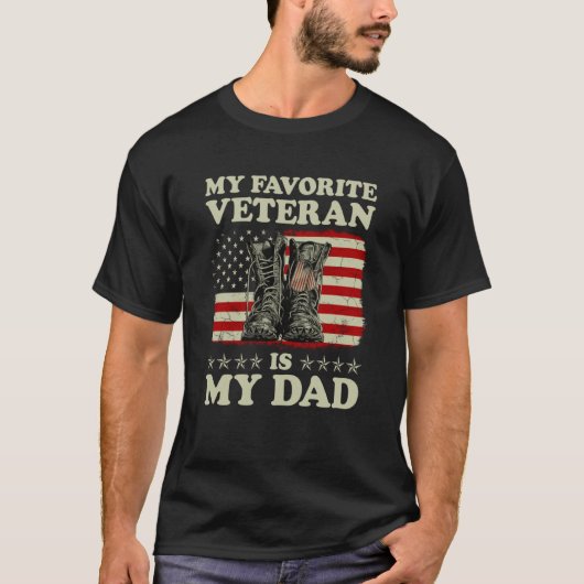 My Favorite Veteran Is My Dad American Flag Vetera Tシャツ (正面)