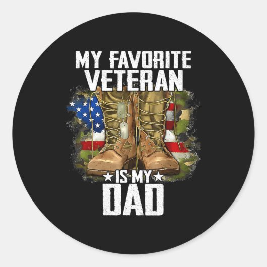 My Favorite Veteran Is My Dad Father Veterans Day ラウンドシール (正面)