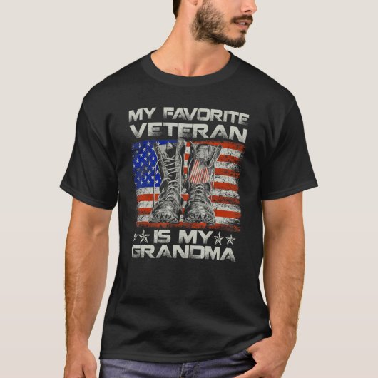 My Favorite Veteran Is My Grandma Combat Boots Ame Tシャツ (正面)