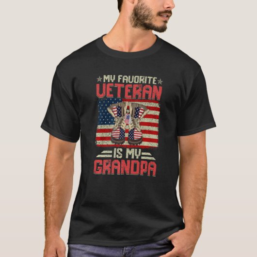 My Favorite Veteran Is My Grandpa Combat Boots Ame Tシャツ (正面)