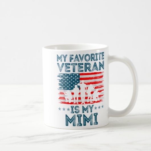 My Favorite Veteran Is My Mimi American Flag Veter コーヒーマグカップ (右)