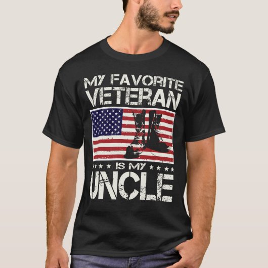My Favorite Veteran Is My Uncle US Flag Father Day Tシャツ (正面)