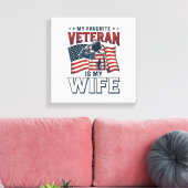My Favorite Veteran Is My Wife Patriotic Shirt Des キャンバスプリント (インサイチュ (リビング))