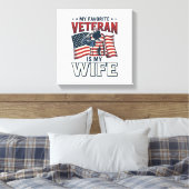My Favorite Veteran Is My Wife Patriotic Shirt Des キャンバスプリント (インサイチュ (寝室))
