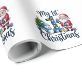 My First 1st Christmas Blue Baby Boy Xmas Snowman ラッピングペーパー (ロールコーナー)