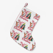 My First 1st Christmas Pink Baby Girl Xmas Snowman スモールクリスマスストッキング (正面 (吊り時))