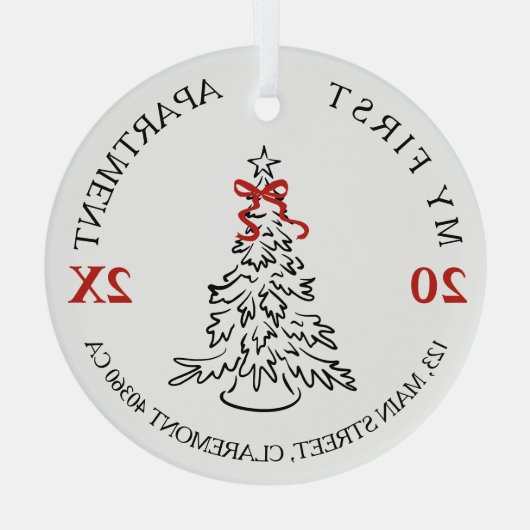 My First apartment keepsake red bow ガラスオーナメント (裏面)