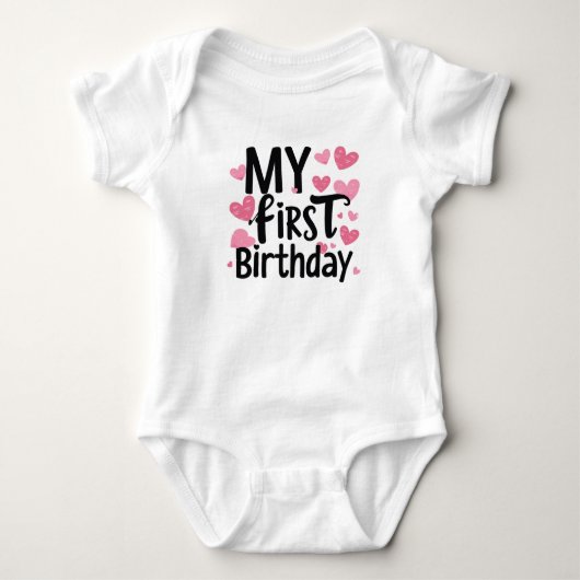 My first birthday , birthday for kids ベビーボディスーツ (正面)