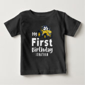 My First Birthday Cute Tractor Boy ベビーTシャツ (正面)