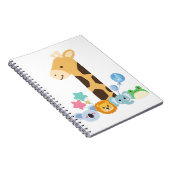 My First Birthday. Giraffe and Happy Animals Desig ノートブック (右側)