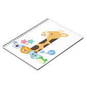 My First Birthday. Giraffe and Happy Animals Desig ノートブック (左側)