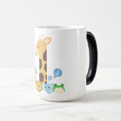 My First Birthday. Giraffe and Happy Animals Desig モーフィングマグカップ (正面右)