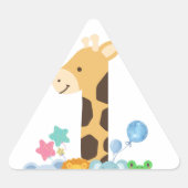 My First Birthday. Giraffe and Happy Animals Desig 三角形シール (正面)