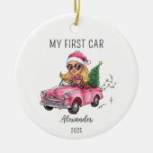 My First Car Personalized Name & Year セラミックオーナメント (正面)