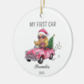 My First Car Personalized Name & Year セラミックオーナメント (左)