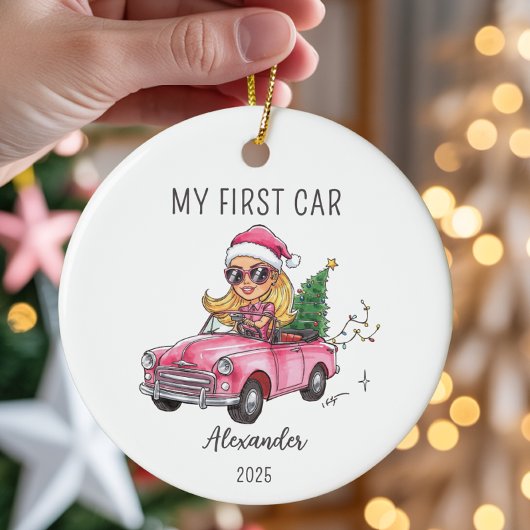 My First Car Personalized Name & Year セラミックオーナメント
