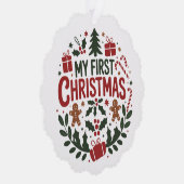 My First Christmas 1st Xmas Family Matching Baby オーナメントカード (右)