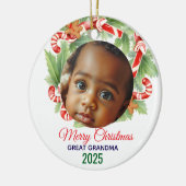 My First Christmas 2025: オリジナル写真入り セラミックオーナメント (左)