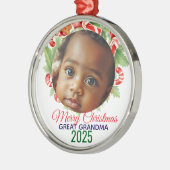 My First Christmas 2025: Personalized Photo  メタルオーナメント (左)