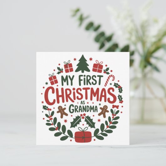 My First Christmas As Grandma Family Matching シーズンカード (スタンド正面)