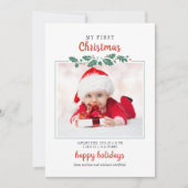 My First Christmas Baby Birth Photo シーズンカード (正面)