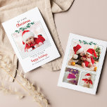 My First Christmas Baby Birth Photo シーズンカード<br><div class="desc">Cute and whimsical multi photo birth announcement holiday card. There is the main photo on the front and 3 more on the reverse side of the card with birth stats on the bottom.</div>