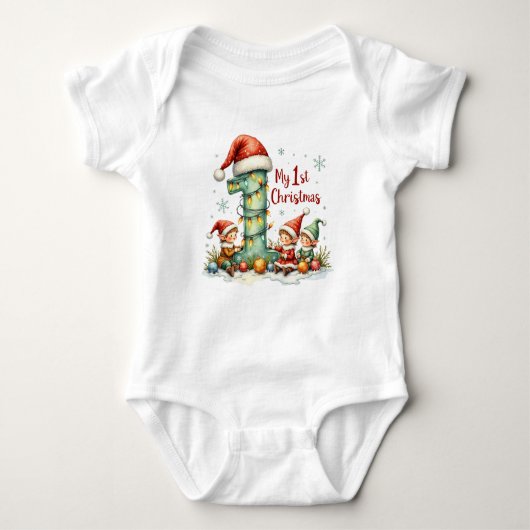 My First Christmas Baby Bodysuit ベビーボディスーツ (正面)