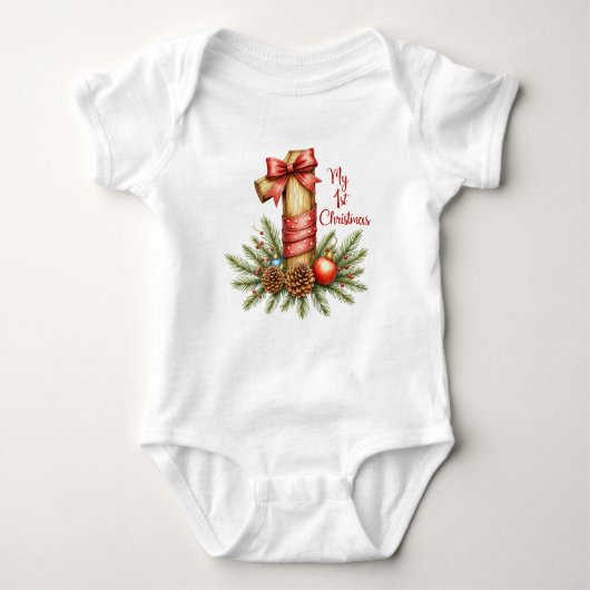My First Christmas Baby Bodysuit ベビーボディスーツ (正面)