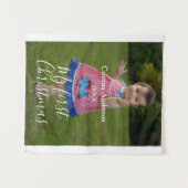 my first Christmas baby girl photo name year simpl タペストリー (正面(横))