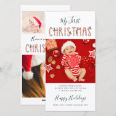 My First Christmas Baby Photo Collage シーズンカード (正面/裏面)