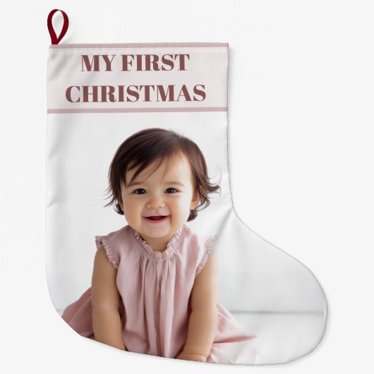 My First Christmas Baby Photo Stocking ラージクリスマスストッキング (正面)