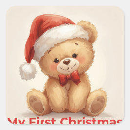 My First Christmas Cute Baby Holiday Sticker スクエアシール