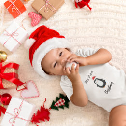 My First Christmas Cute Penguin ベビーボディスーツ