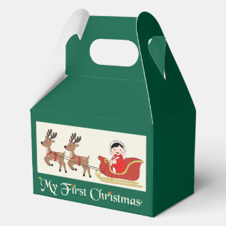 My First Christmas Favor Box– Cute Baby & Reindeer フェイバーボックス