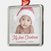 My first Christmas full baby photo name year メタルオーナメント (左)