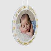 My First Christmas Gold Personalized Baby Photo  オーナメント (正面)