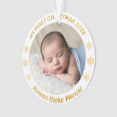 My First Christmas Gold Personalized Baby Photo  オーナメント (正面)