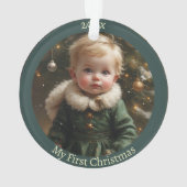 My First Christmas Madonna Personalized Baby Photo オーナメント (裏面)