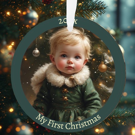 My First Christmas Madonna Personalized Baby Photo オーナメント