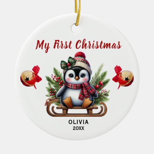 My First Christmas Penguin Ceramic Ornament セラミックオーナメント (正面)