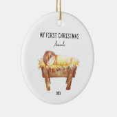 My First Christmas Personalized Baby in Manger セラミックオーナメント (右)
