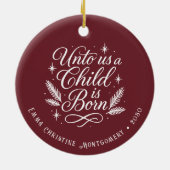 My First Christmas Personalized Photo セラミックオーナメント (裏面)