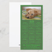 My First Christmas Pet Photo 2026 Calendar Green シーズンカード (正面/裏面)
