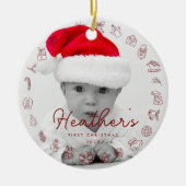 My First Christmas Print Personalized Baby Photo セラミックオーナメント (正面)