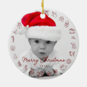 My First Christmas Print Personalized Baby Photo セラミックオーナメント (裏面)