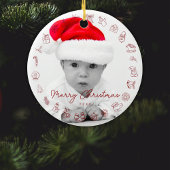 My First Christmas Print Personalized Baby Photo セラミックオーナメント