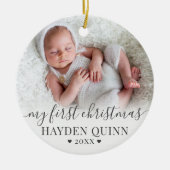 My First Christmas Script New Baby Photo セラミックオーナメント (正面)