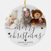 My First Christmas Script New Baby Photo セラミックオーナメント (裏面)